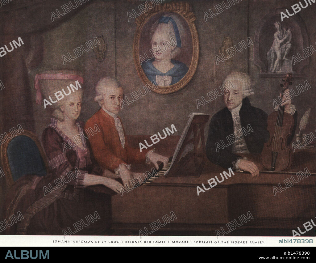 Retrato de la familia de Johann Wolfgang Amadeus Mozart (Salzburg, 1756-Viena, 1791), compositor austríaco de música clásica. Reproducción de una obra del pintor Juan Nepomucemo Croce.
