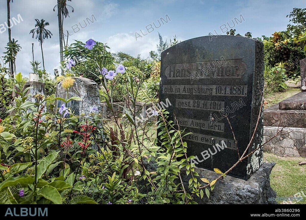 Grave at German colonial cemetery, Kribi, South Region, Cameroon, Africa