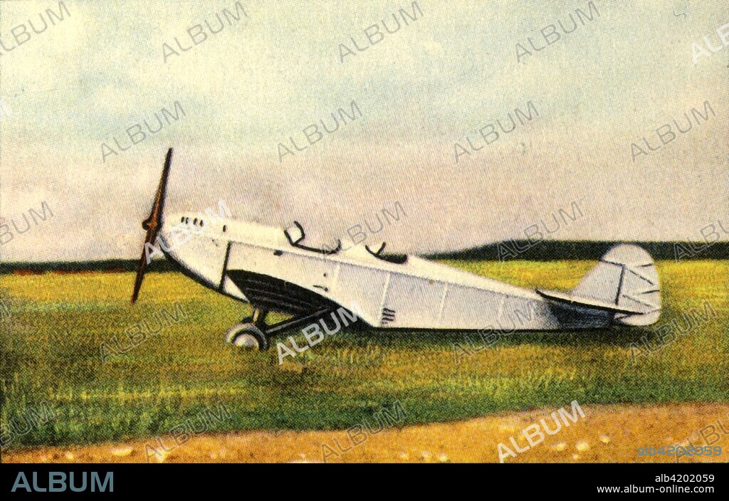 Klemm FL 27 Va plane, 1932. German light cargo plane with 80-100 horse power air-cooled Argus As 8 engine. From "Die Eroberung Der Luft", (The Conquest of the Air), cigarette card album produced by the Garbáty cigarette factory, 1932. Eugene and Moritz Garbáty, who were Jewish, were driven out of business by the Nazis in the late 1930s, and forced to sell their factory which lay empty for over 70 years. [Garbaty Cigarettenfabrik, Berlin-Pankow, 1932].