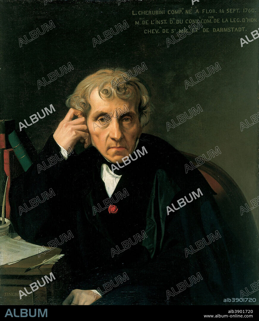JEAN AUGUSTE DOMINIQUE INGRES. Luigi Cherubini. Date/Period: 1841. Painting. Oil on canvas. Height: 83.2 cm (32.7 in); Width: 71.1 cm (27.9 in).
