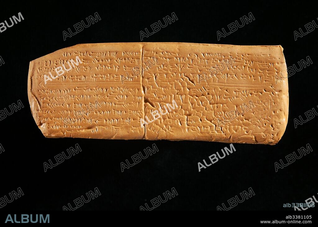 UGARITIC CULTURE. Musical Score from Ugarit (Clay tablet from Ugarit) with the Hurrian hymn.