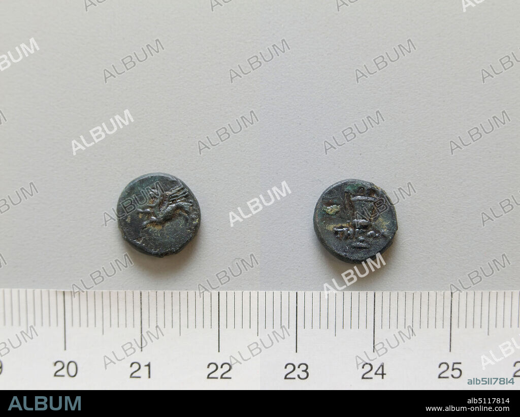 Mint: Teos, Coin from Teos, 2nd century B.C., Copper, 1.41 g, 3:00, 11.5 mm, Made in Teos, Ionia, Greek, 2nd century B.C., Numismatics.