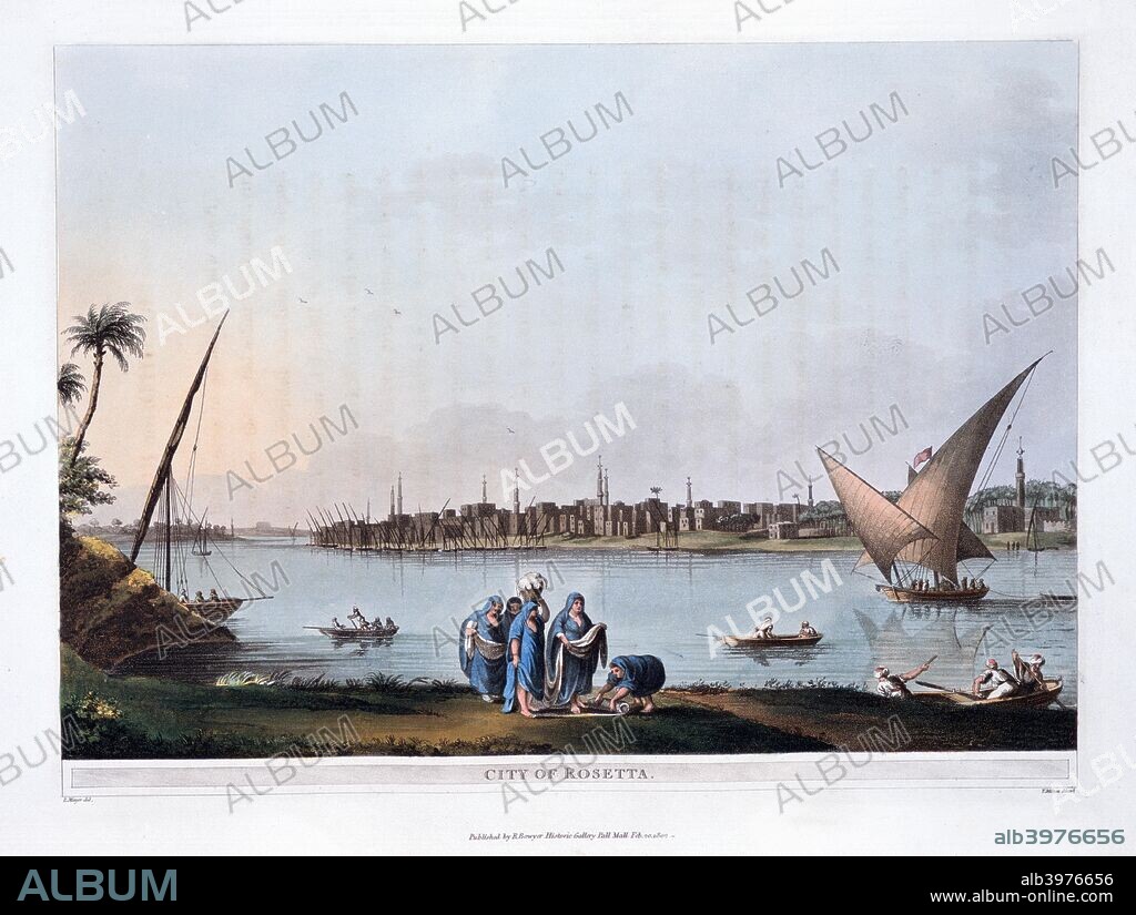 'City of Rosetta', 1801. A plate from 'Views in Egypt', engraved by Thomas Milton (1743-1827) published by Robert Bowyer.