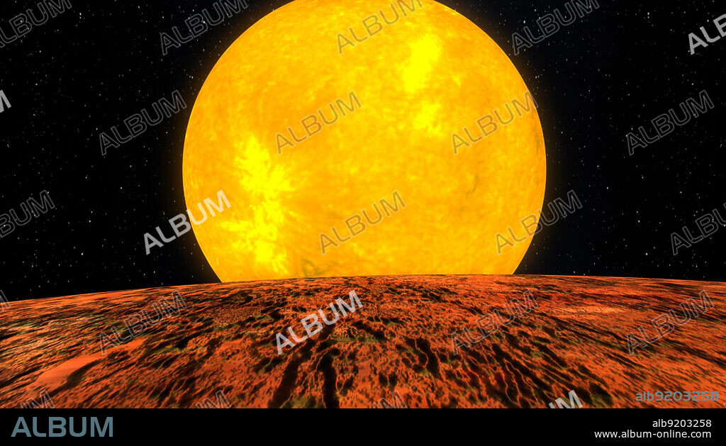 Artist's concept of the first rocky world discovered by NASA's Kepler mission. The planet, called Kepler 10-b, is shown in front of its host star. Kepler-10b is the first confirmed terrestrial planet to have been discovered outside the Solar System. Discovered after several months of data collection during the course of the NASA-directed Kepler Mission, which aims to discover Earth-like planets crossing in front of their host stars, the planet's discovery was announced on January 10, 2011.