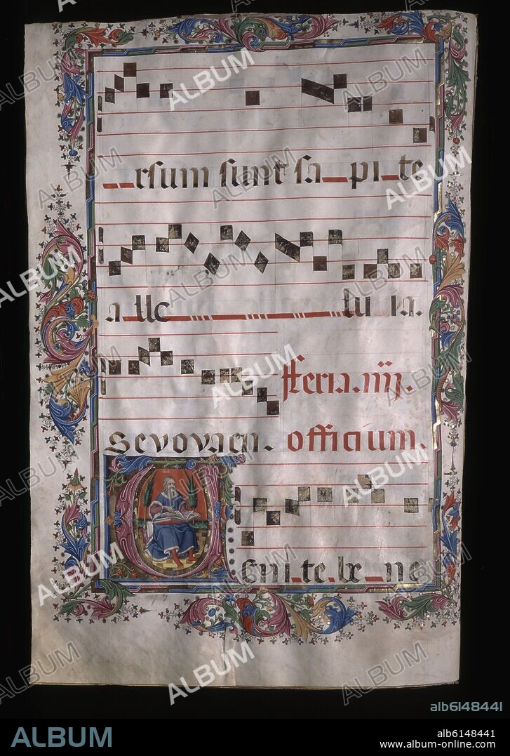 MAESTRO DE LOS CIPRESES. LIBRO DE CORO 44 - EL PROFETA DAVID - F 21 - SIGLO XV - MEDIEVAL.