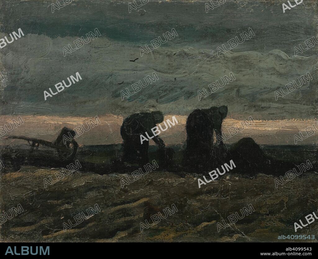 VINCENT VAN GOGH. Women on the Peat Moor. Date: October 1883, Nieuw Amsterdam. Dimensions: 27.8 cm x 36.5 cm, 43.8 cm x 52.5 cm.