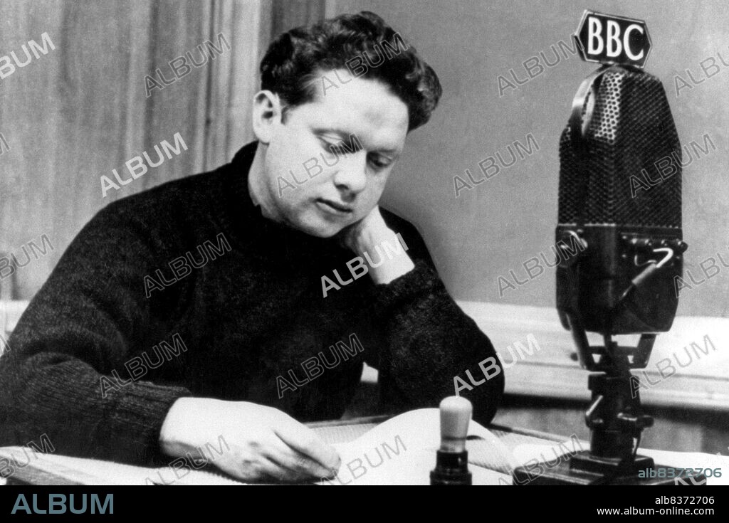 Dylan Marlais Thomas (27 October 1914 9 November 1953) was a Welsh poet and writer whose works include the poems 'Do not go gentle into that good night' and 'And death shall have no dominion', the 'Play for Voices', 'Under Milk Wood', and stories and radio broadcasts such as 'A Child's Christmas in Wales' and 'Portrait of the Artist as a Young Dog'.<br/><br/> . He became popular in his lifetime and remained so after his premature death in New York City. In his later life he acquired a reputation, which he encouraged, as a 'roistering, drunken and doomed poet'.