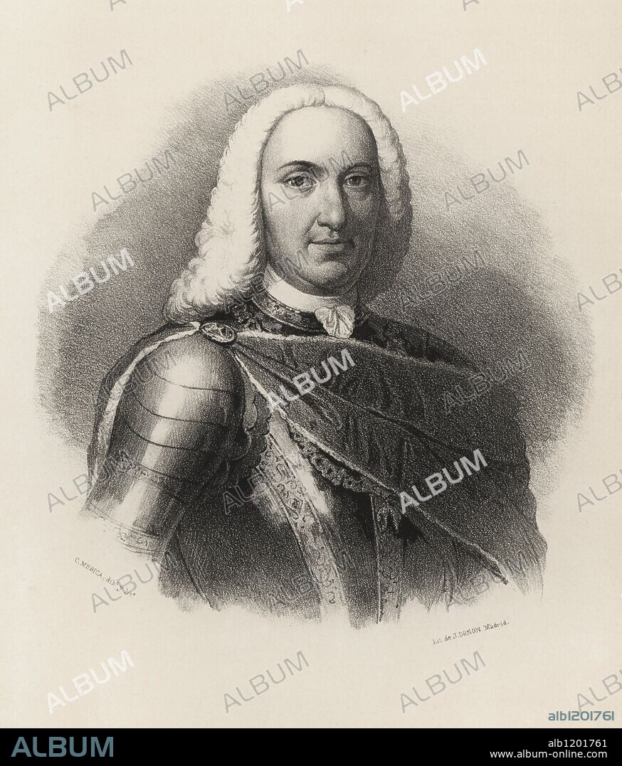 Felipe V (1683-1746), llamado el Animoso, Rey de España desde 1700 a 1746. Grabado de 1870.