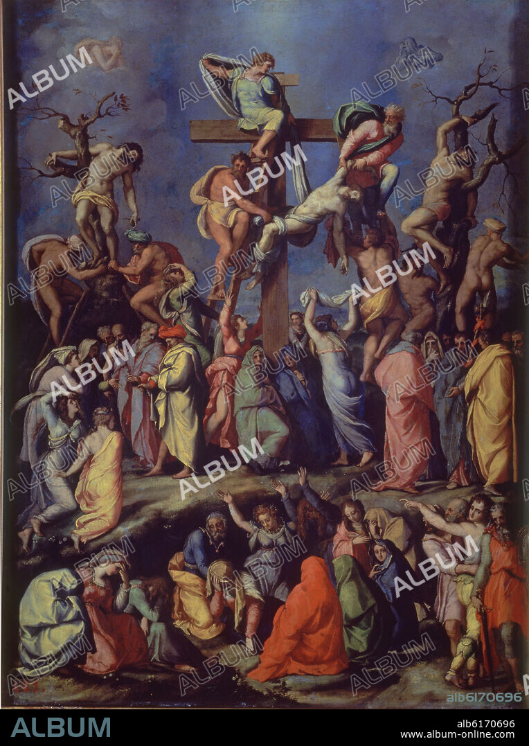 ALESSANDRO ALLORI. EL DESCENDIMIENTO - HACIA 1560 - PINTURA SOBRE COBRE - 70 x 54 cm - NP 511 - MANIERISMO ITALIANO.