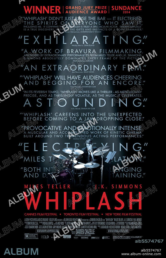 Poster de WHIPLASH, 2014, dirigida por DAMIEN CHAZELLE. Copyright BOLD FILMS.