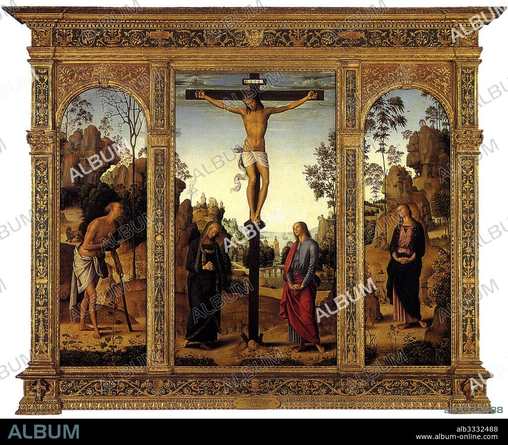 PERUGINO. The Crucifixion with the Virgin, Saint John, Saint Jerome, and Saint Mary Magdalene.