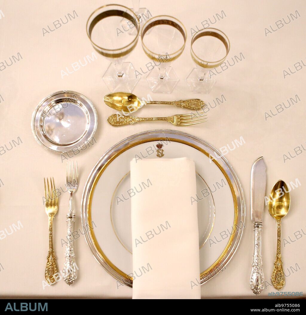 Madrid, 22/02/2017. Preparativos de la mesa para una cena de gala en el Palacio Real. Foto: Ernesto Agudo ARCHDC.