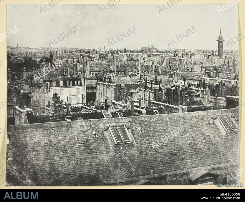 HIPPOLYTE BAYARD (PHOTOGRAPHE). Les Toits de Paris (Vue de la rue Castiglione?). Hippolyte Bayard; French, 1801-1887. Date: 1842-1850. Dimensions: 19.2 × 24.6 cm (image/paper). Gelatin silver print, No. 15 from the portfolio "Bayard: XXV Calotypes, 1842-1850" (1965), edition 14/50. Origin: France.