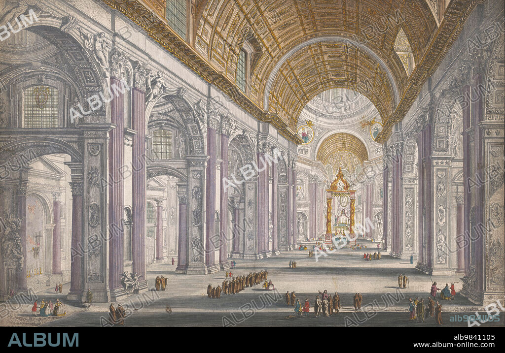 ANON. View of the interior of the St. Peter's Basilica in Vatican City, 1700-1799.