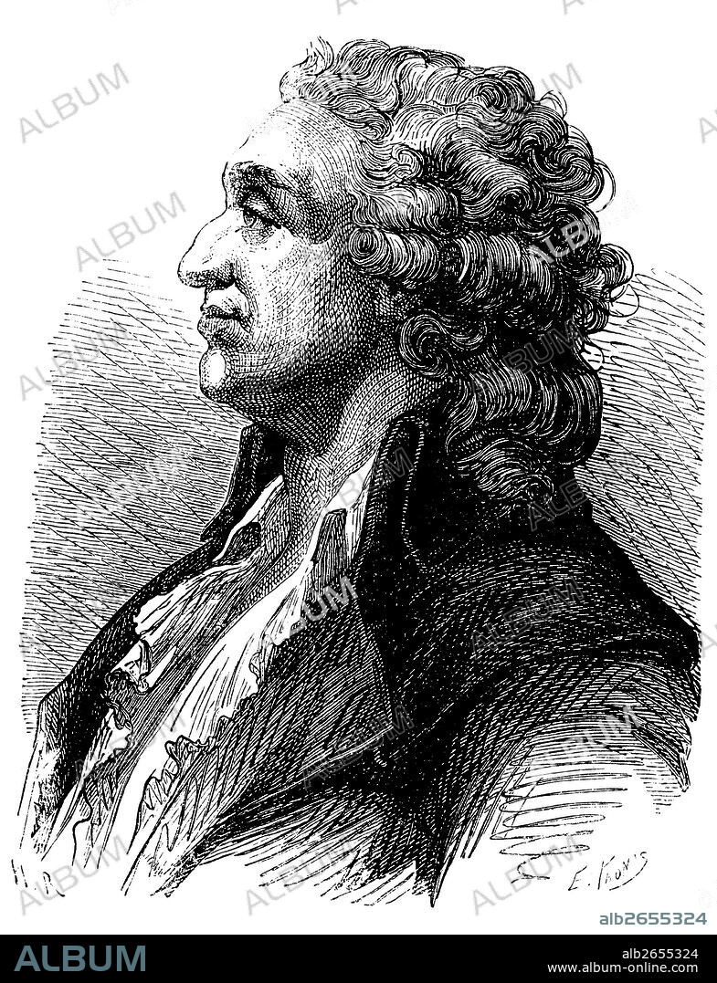 Marie-Jean-Antoine Nicolas de Caritat (1743-1794), Marqués de Condorcet, filósofo, científico, matemático y político francés. Grabado de 1873.
