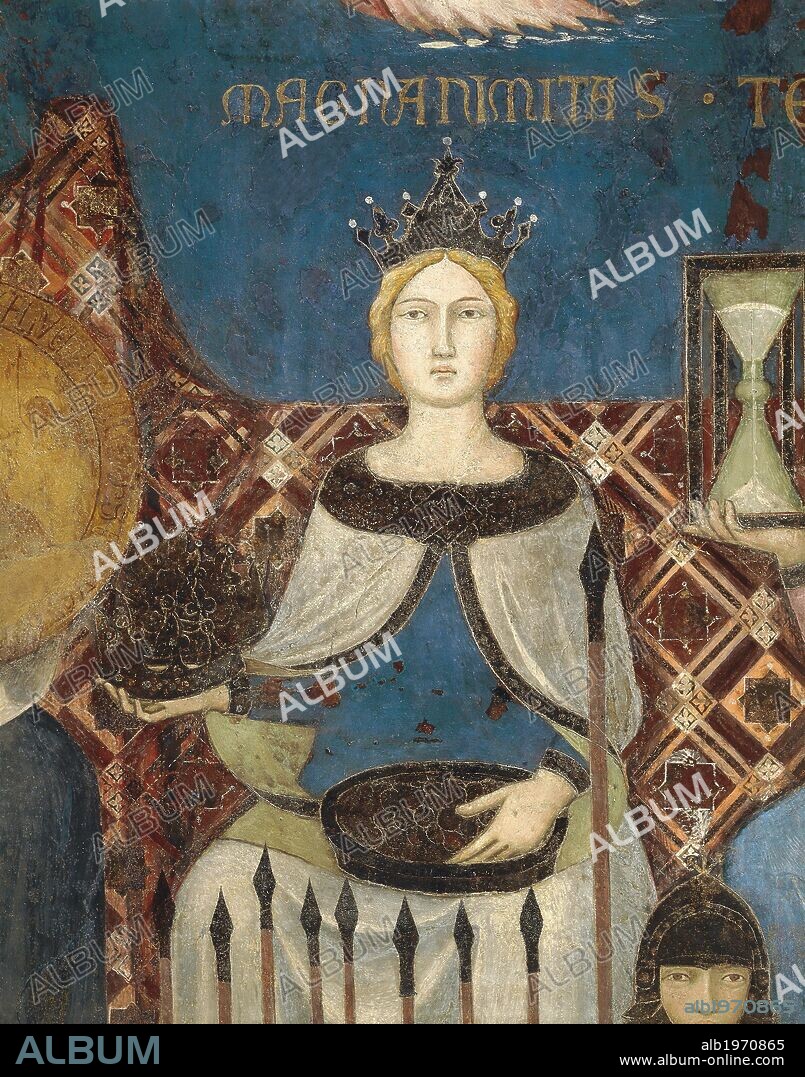 Allegory of Good Government, Magnanimity and Generosity, detail from the Allegory and Effects of Good and Bad Government on Town and Country, 1337-1343, by Ambrogio Lorenzetti (active 1285-1348), fresco. Room of Peace, Town Hall, Siena.