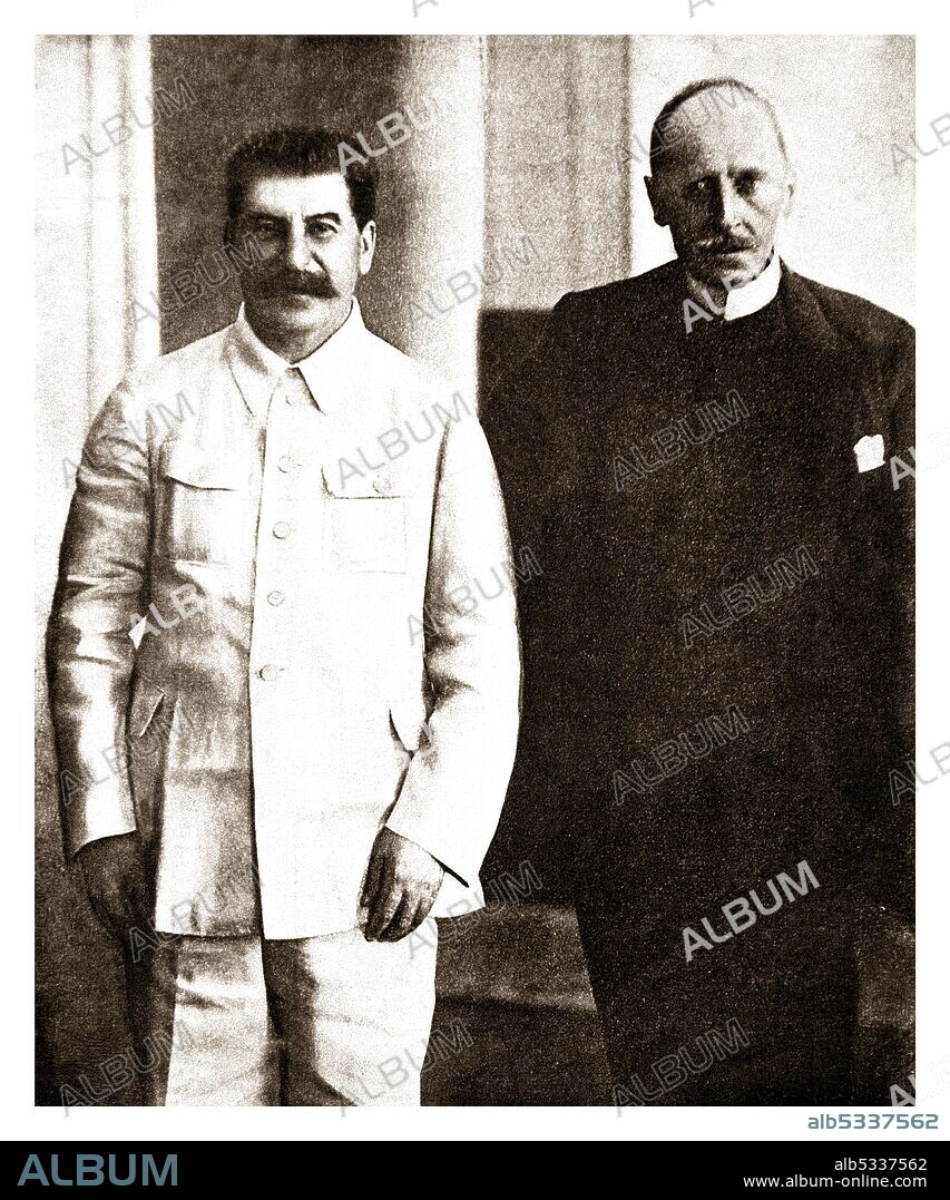 1935. Joseph Stalin, General Secretary of the Communist Party and French author and Nobel laureate Romain Rolland.