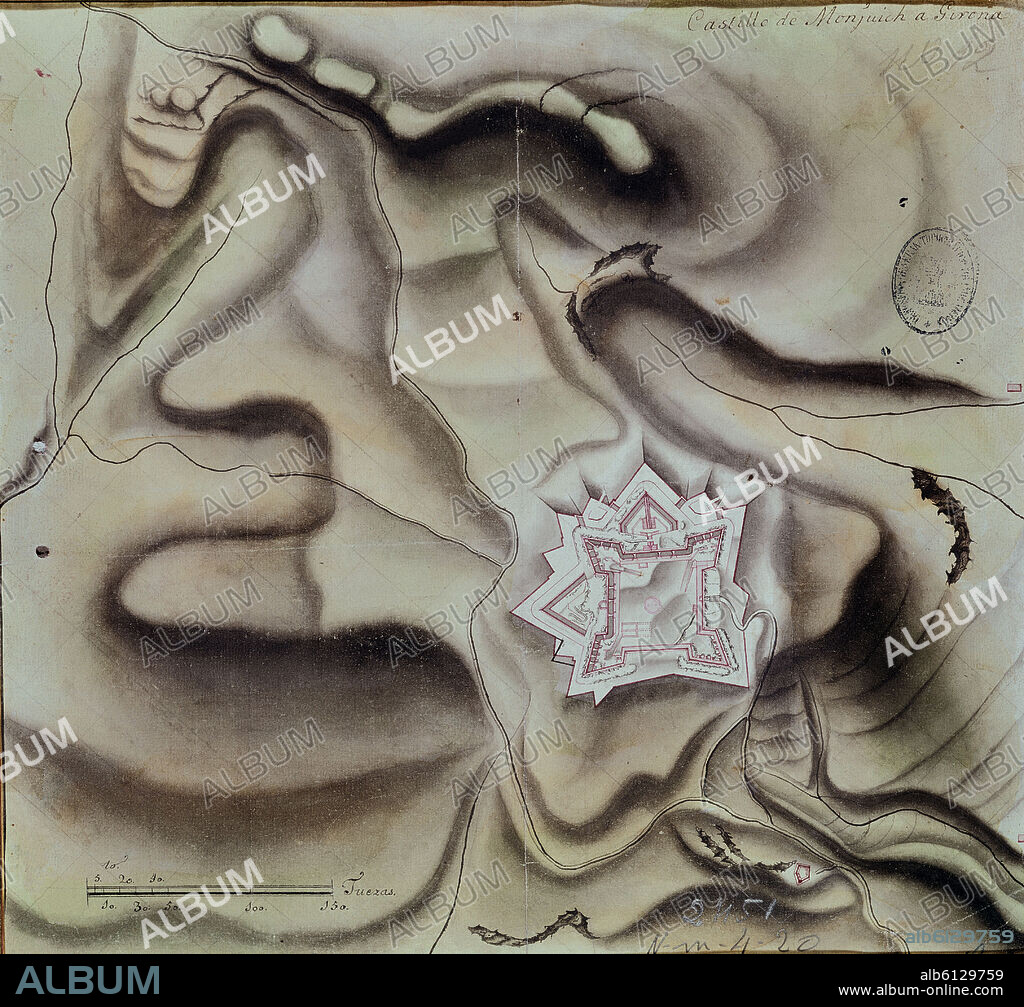 PLANO DEL CASTILLO DE MONTJUICH - BARCELONA-.