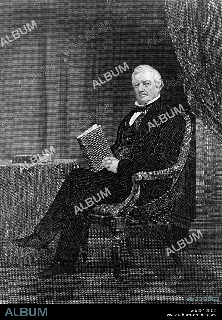 Millard Fillmore (January 7, 1800 - March 8, 1874) was the 13th President of the United States (1850-1853) and the last member of the Whig Party to hold the office of president. As Zachary Taylor's Vice President, he assumed the presidency after Taylor's death. Millard Fillmore (January 7, 1800 - March 8, 1874) was the 13th President of the United States (1850-1853) and the last member of the Whig Party to hold the office of president. As Zachary Taylor's Vice President, he assumed the presidency after Taylor's death. He opposed the proposal to keep slavery out of the territories annexed during the Mexican-American War in order to appease the South and so supported the Compromise of 1850, which he signed, including the Fugitive Slave Act (Bloodhound Law) which was part of the compromise. On the foreign policy front, he furthered the rising trade with Japan and clashed with the French over Napoleon III's attempt to annex Hawaii and with the French and the British over the attempt of Narciso LÃ³pez to invade Cuba. After his presidency, he joined the Know-Nothing movement. Throughout the Civil War, he opposed President Lincoln and during Reconstruction supported President Johnson. He is consistently included in the bottom 10 of historical rankings of Presidents of the United States. He died in 1874, of the aftereffects of a stroke., at the age of 74. His last words were alleged to be, upon being fed some soup, "the nourishment is palatable.".