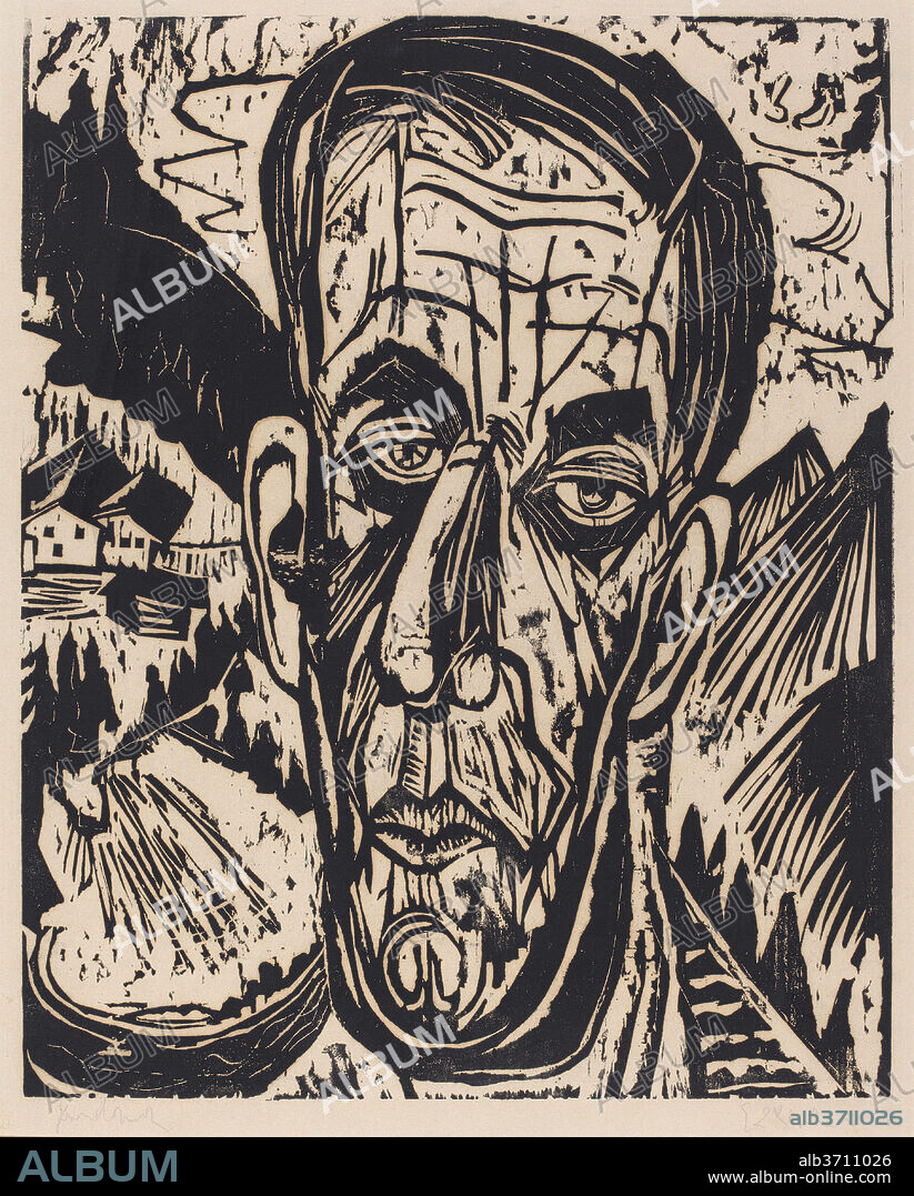 ERNST LUDWIG KIRCHNER. Head of van de Velde, Bright (Kopf van de Velde, Hell). Dated: 1917. Medium: woodcut.