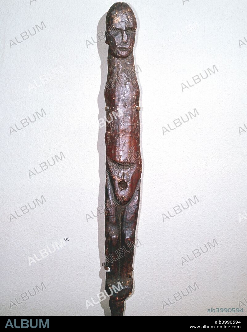 Celtic wood male idol, Ralaghan, Co.Cork, Ireland, c1st century BC. Made of oak.