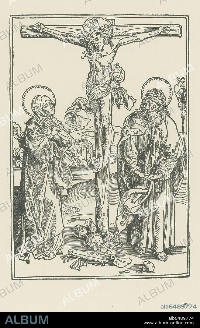 ALBRECHT DÜRER. The Crucifixion. Illustration to Saint Birgitta of Sweden: Revelationes (Birgitta Suecica, Reuelationes sancte Birgitte). Published by Florian Waldauf (von Waldenstein), printed by Anton Koberger, Nuremberg, 21 September 1500. Woodcut.