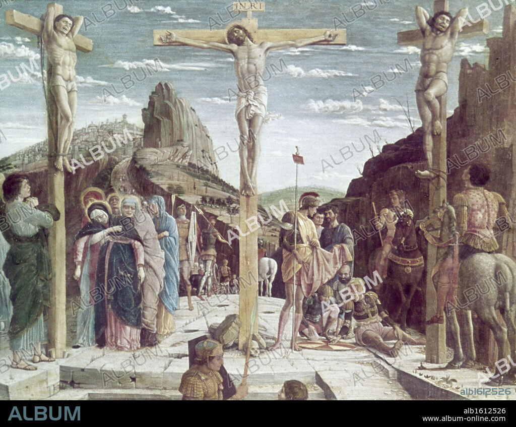 Calvary  ca. 1456-I460  Andrea Mantegna (1431-1506 Italian)  Oil on panel  Musee du Louvre, Paris, France.