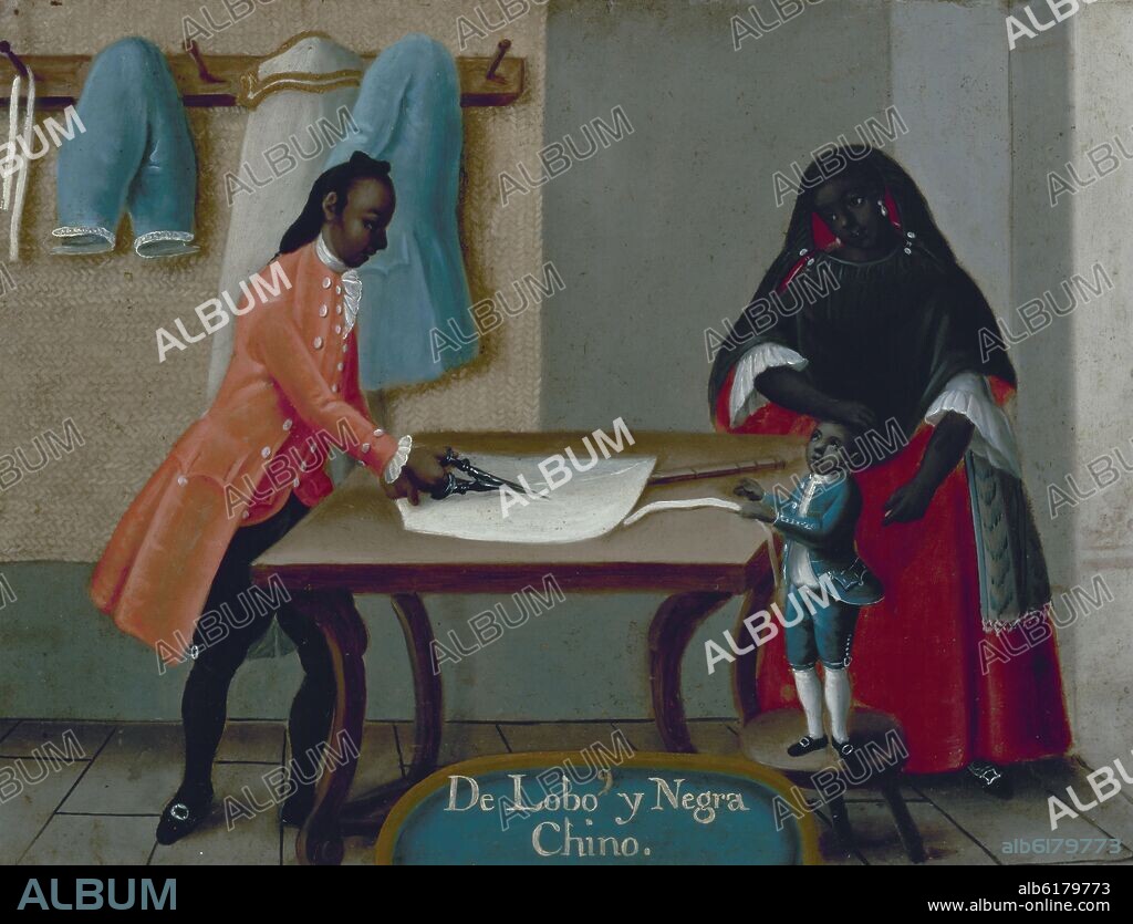 ANÓNIMO. MESTIZAJE - DE LOBO Y NEGRA : CHINO - S XVIII.