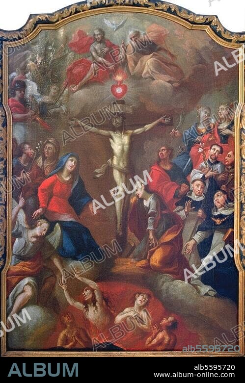 Unknown artist, Beginning of 18th Century. "Worshipping the Holy Cross". Oil on canvas, 165.5 × 145cm. Regensburg, Convent of the Dominican Nuns, Hl. Kreuz.