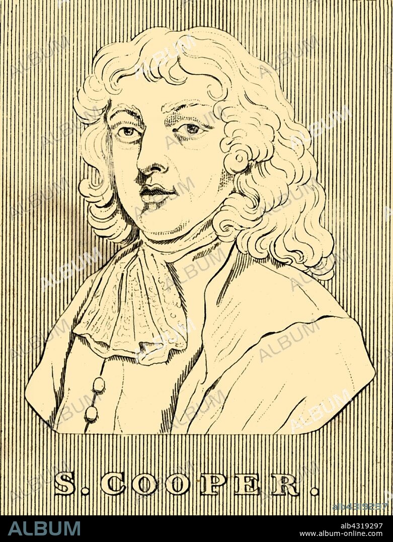 'S. Cooper', (1609-1672), 1830. Samuel Cooper (1609-1672) English miniature painter. From "Biographical Illustrations", by Alfred Howard. [Thomas Tegg, R. Griffin and Co., J. Cumming, London, Glasgow and Dublin, 1830].