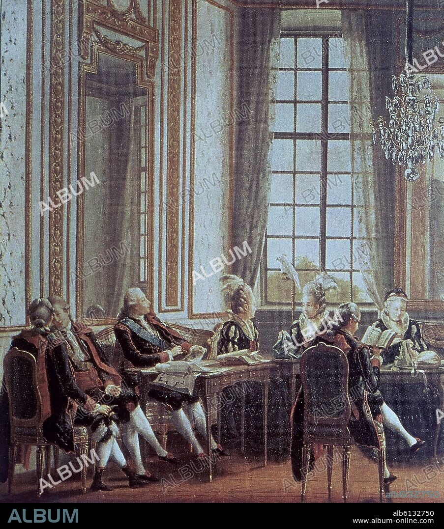 PEHR HILLESTRÖM. CONVERSACION CON EL REY GUSTAVO III DE SUECIA EN EL PALACIO DE DROTTINGHOLM - 1779 - DETALLE IZQUIERDO - CONJ 11782.