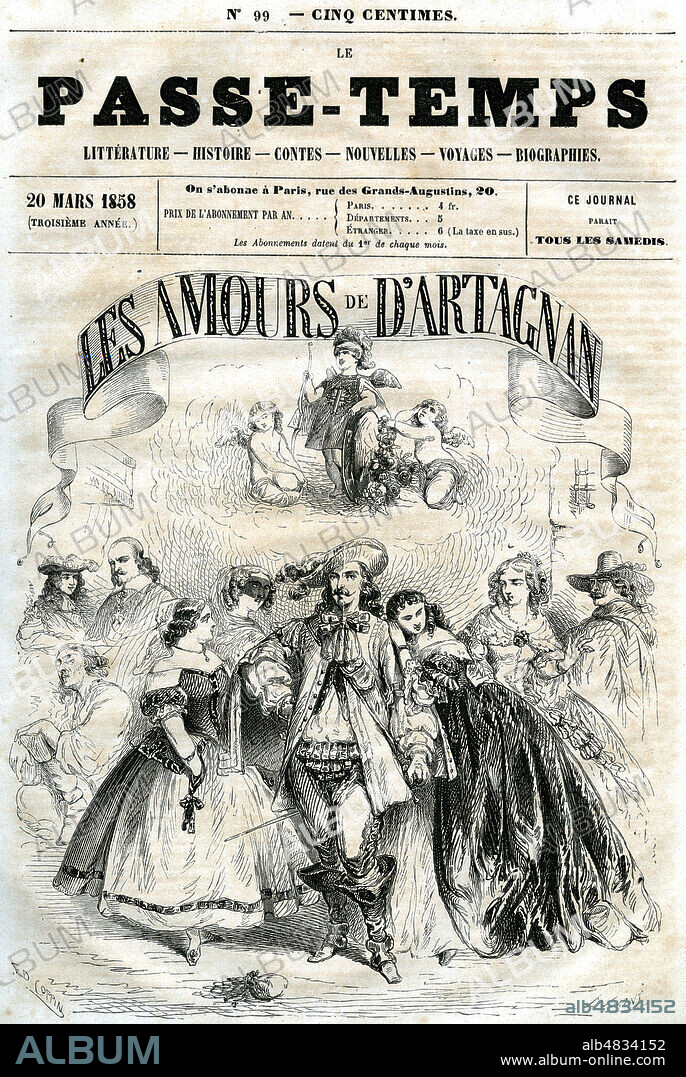 Les amour de d'Artagna par Albert BLANQUET (1826-1875). Illustration de Edmond COPPIN (19 s.) pour Le Passe-Temps du 20 mars 1858. Credit : Collection Grob/Kharbine-Tapabor.