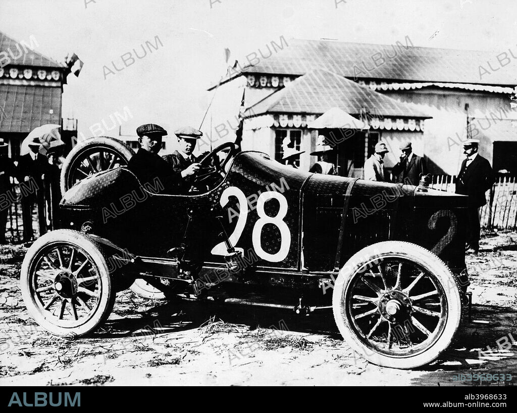 Arrol-Johnston car at the Coupe de l'Auto, Dieppe, France, 1912. Civil engineer Sir William Arrol teamed up with George Johnston and several others in 1897, forming the Mo-Car Syndicate to produce Arrol-Johnston cars, one of the earliest Scottish makes.
