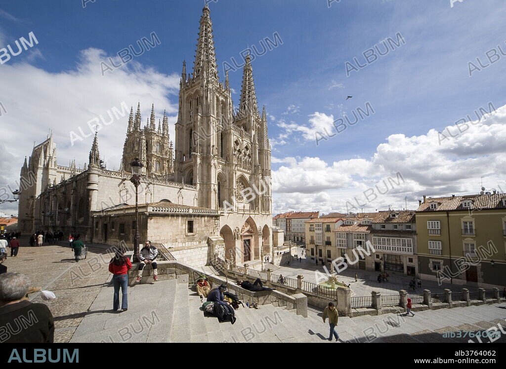 Exterior of the cathedral from the northwest, Burgos, UNESCO World Heritage Site, Castilla y Leon, Spain, Europe.