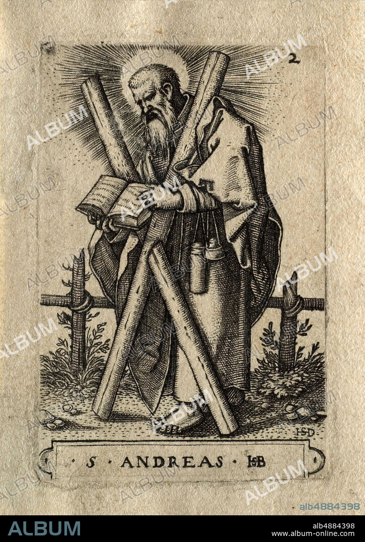 After Hans Sebald Beham, German, 15001550, The Twelve Apostles: Saint Andrew, 15201800, Engraving on paper, image: 2 x 1 5/16 in. (5.1 x 3.4 cm).