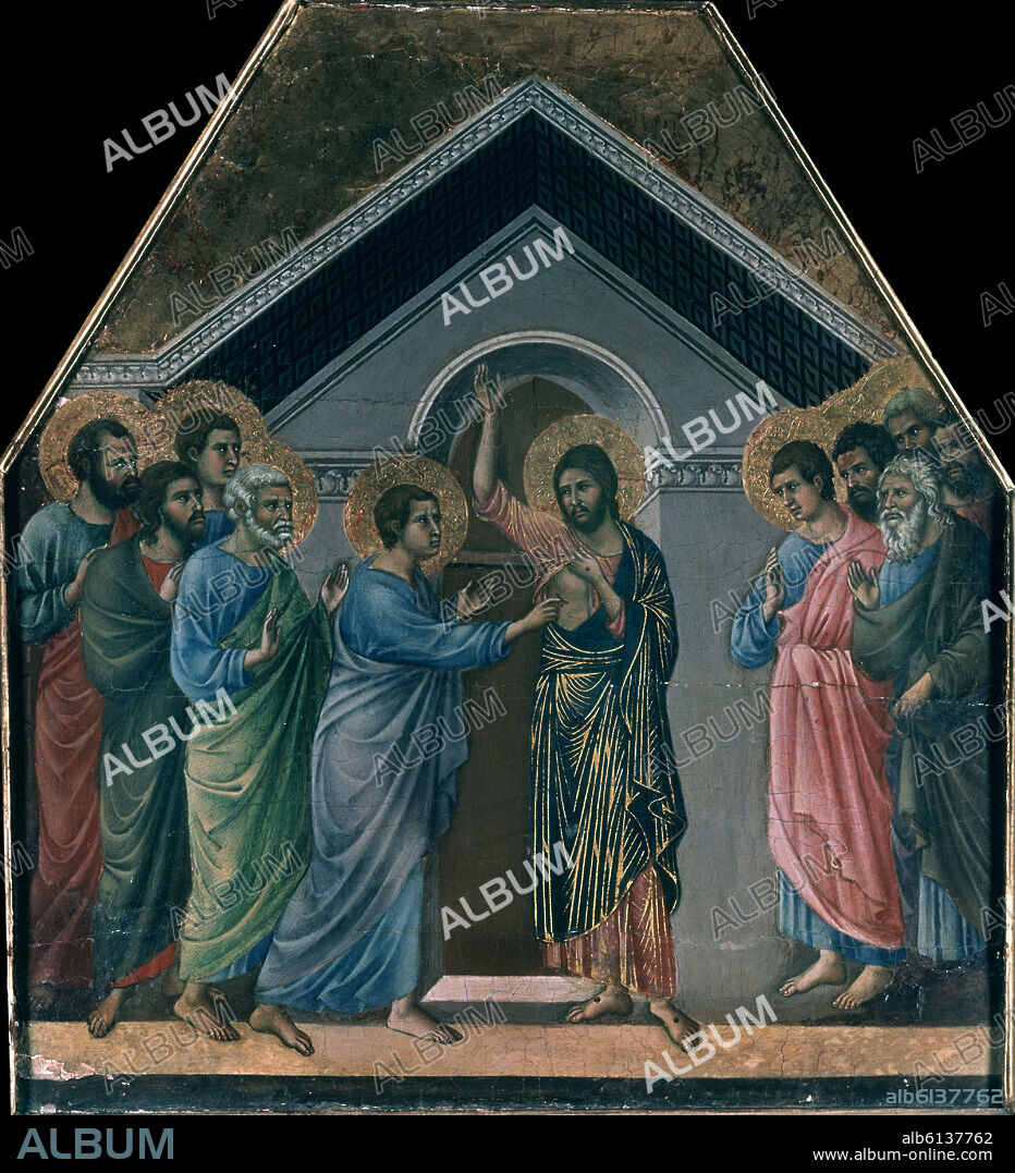 DUCCIO DI BUONINSEGNA (1255-1319). LA MAESTA - LA INCREDULIDAD DE SANTO TOMAS - 1308-1311 - TEMPLE/TABLA - 56,1 x 50,7 cm - GOTICO INTERNACIONAL.