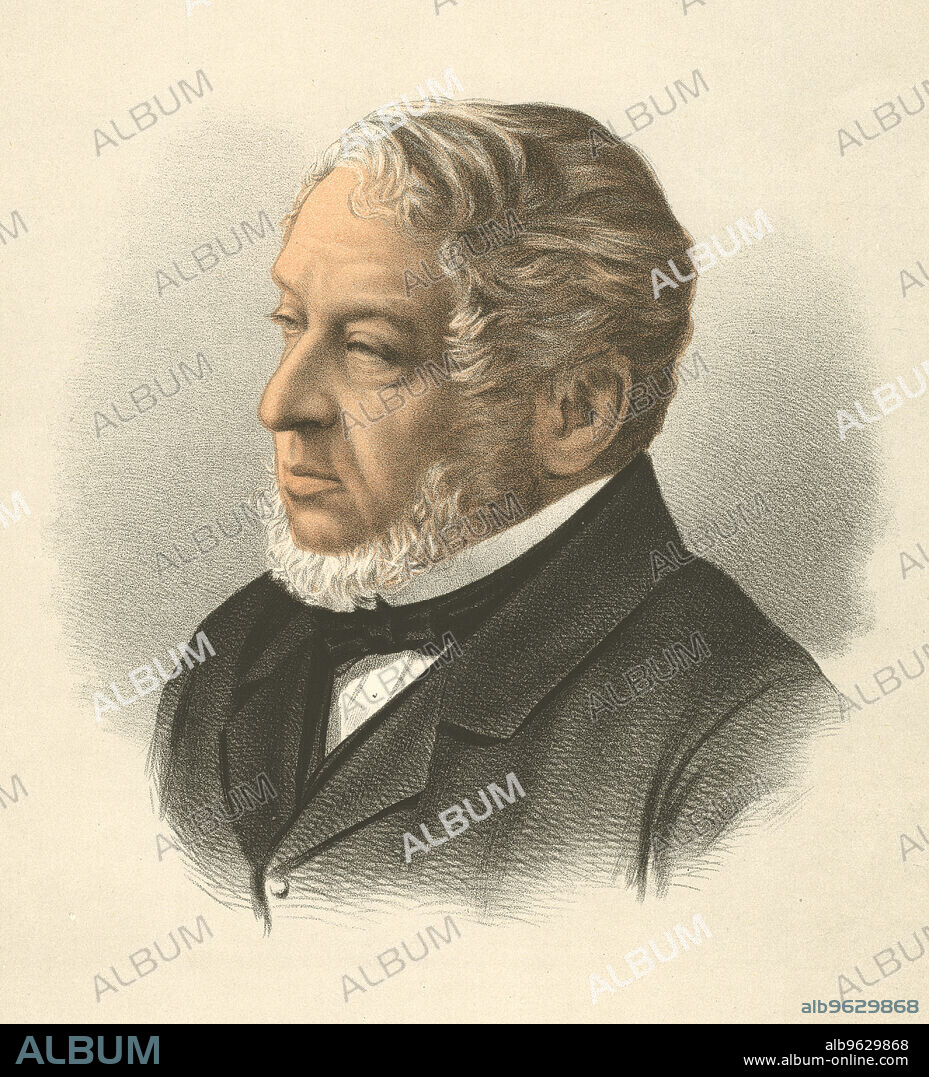 ANON. Lionel Nathan de Rothschild, Baron Rothschild c1880. Rothschild (1808-1879) British banker and philanthropist, eldest son of Nathan Meyer Rothschild, in 1836 became head of the Rothschild banking house in England.  He sat in Parliament as Member for the City of London in 1847 but was not allowed to take his seat because, as a Jew, he was unable to take the oath.  Repeatedly re-elected until, in 1858 he was allowed to sit. From The National Portrait Gallery, published by Cassell, Petter & Galpin. (London c1880).