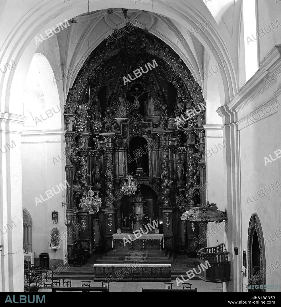 RETABLO BARROCO DE LA IGLESIA DE SANTA MARIA LA BLANCA - FOTOGRAFIA EN BLANCO Y NEGRO - AÑOS 60.