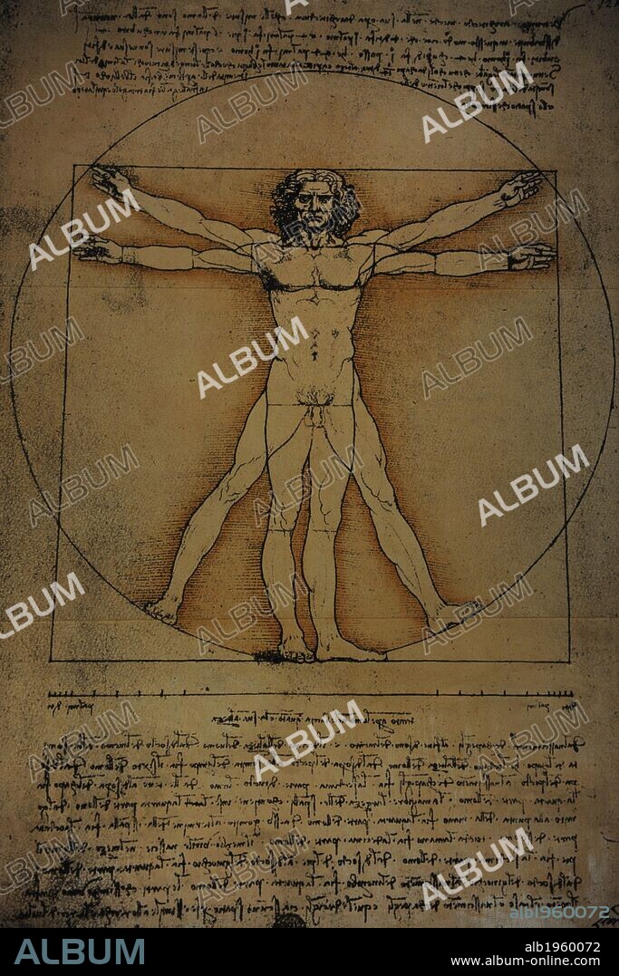 Leonardo da Vinci (1452-1519). The Proportions of the human figure (after Vitruvius), c.1492. Copy. The Science and Technology Museum Leonardo da Vinci. Milan. Italy.
