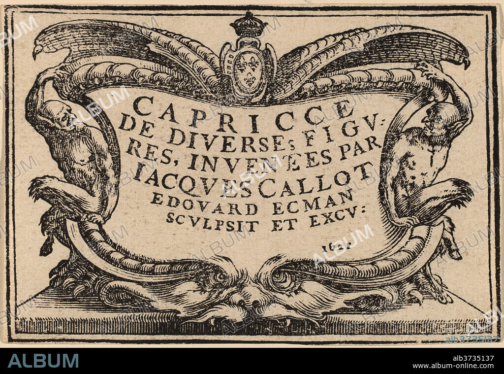 EDOUARD ECKMAN AFTER JACQUES CALLOT. Title Page for "The Capricci". Dated: 1621. Medium: woodcut.