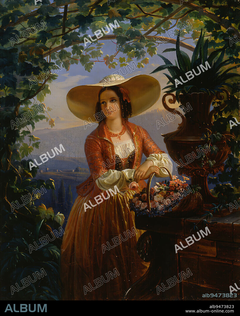 Robert Wilhelm Ekman, 13.8.1808, Uusikaupunki, 19.2.1873, Turku, Italian Flower-Girl, 1845, 41.5 × 33.5 cm, oil, oil on canvas.