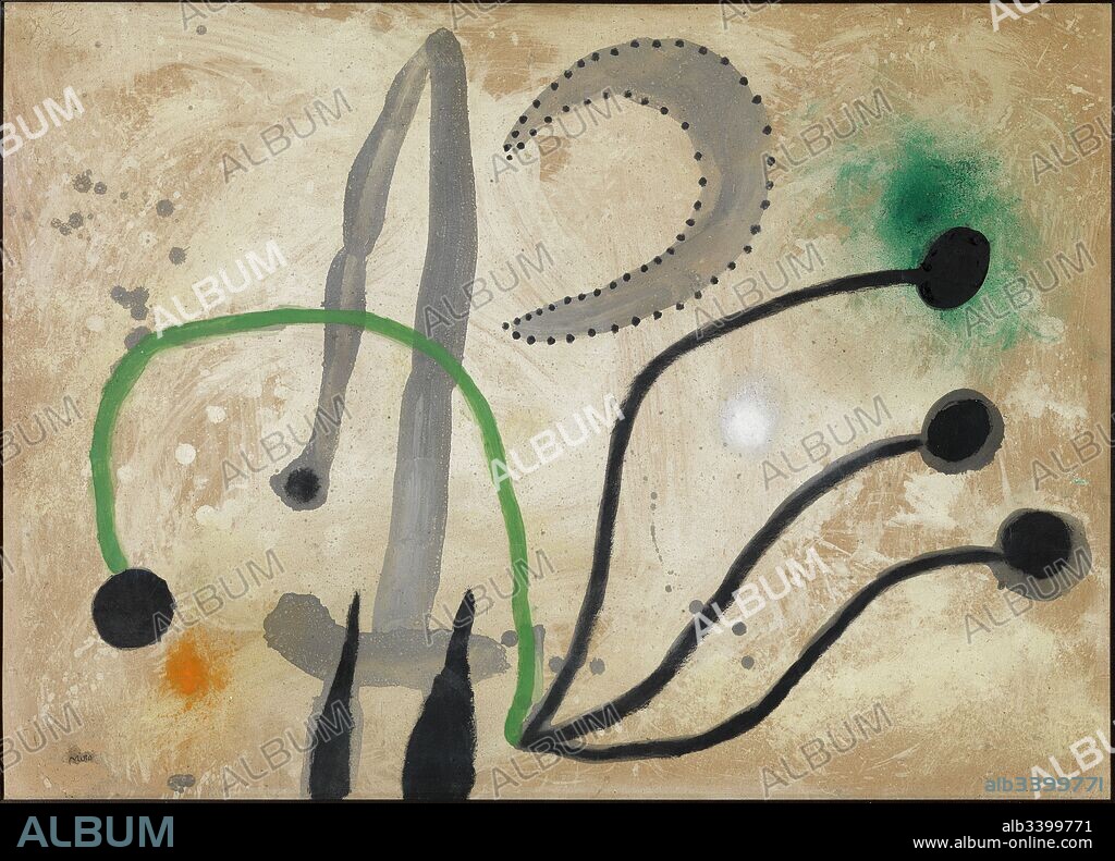 JOAN MIRÓ. Joan Miró / 'Mujer y pájaro ante la luna', 1962, Cartón.