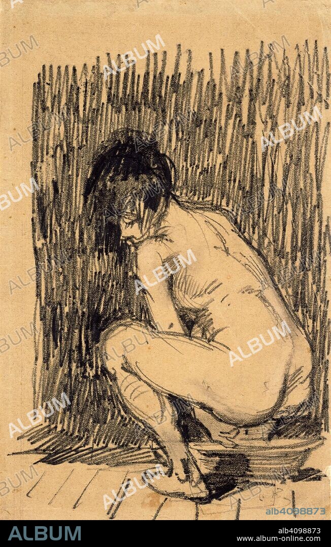 VINCENT VAN GOGH. Nude Woman Squatting Over a Basin. Date: 1887, Paris. Dimensions: 21.4 cm x 13.6 cm.