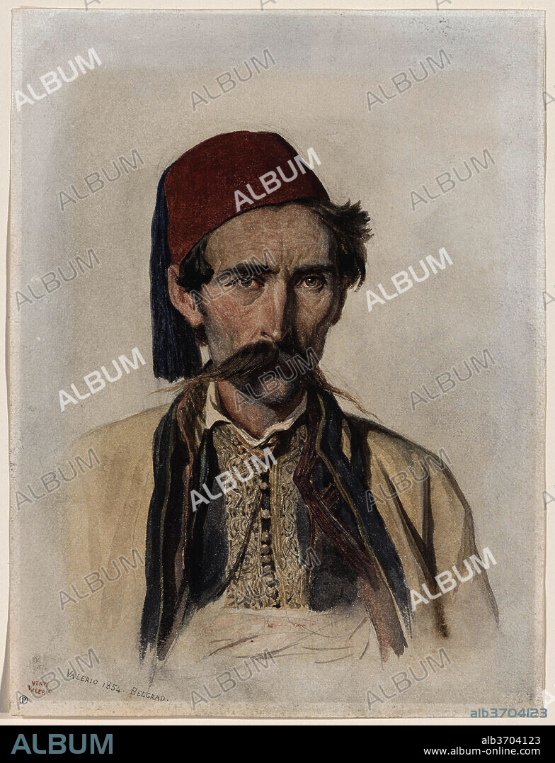 THEODORE VALERIO. Moustachioed Slav in Belgrade. Dated: 1854. Dimensions: sheet: 28.9 × 21.9 cm (11 3/8 × 8 5/8 in.). Medium: watercolor over graphite on wove paper.