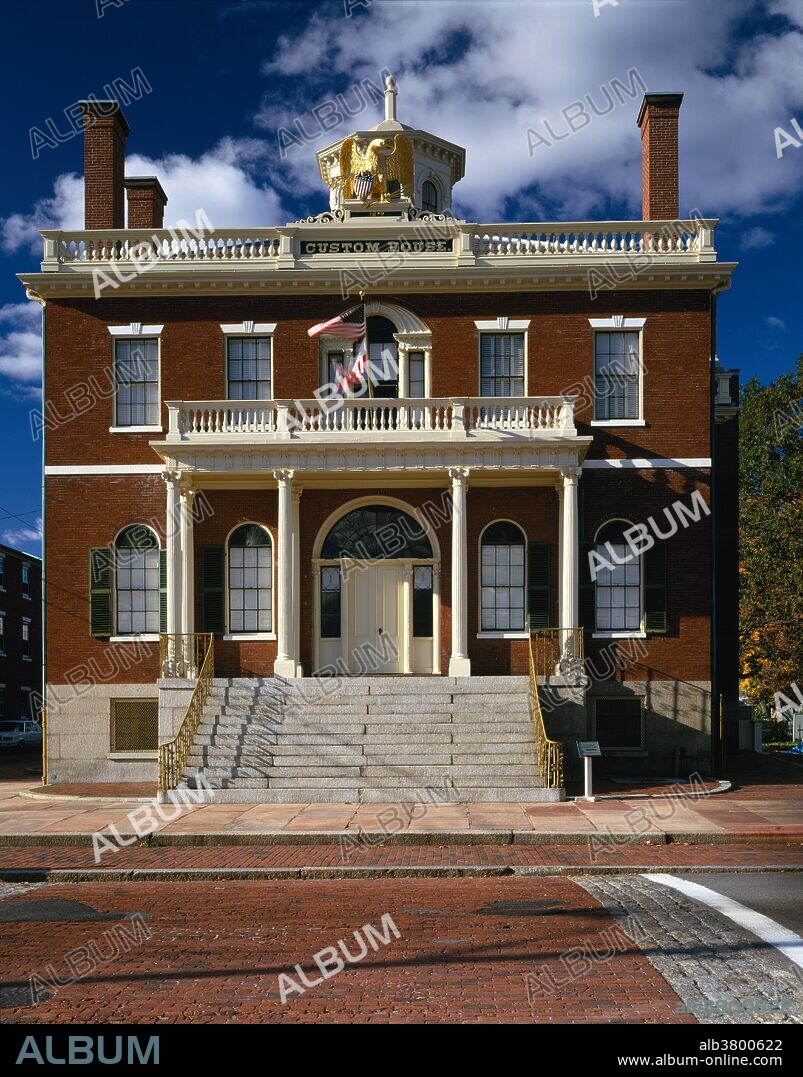 Built in 1818, the U.S.Custom House is typical of the Federal period style of building. In the beginning of the 19th century, between 8-12% of the entire revenue of the young United States was collected in this building. Nathaniel Hawthorne, the celebrated American author, worked for two years in the building, and wrote "The Scarlet Letter" during that time. The building is preserved as part of the Salem Maritime National Historic Site.