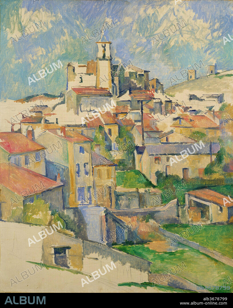 PAUL CEZANNE. Gardanne. Artist: Paul Cézanne (French, Aix-en-Provence 1839-1906 Aix-en-Provence). Dimensions: 31 1/2 x 25 1/4 in. (80 x 64.1 cm). Date: 1885-86.

This is one of three views of Gardanne, a hill town near Aix-en-Provence where Cézanne worked from the summer of 1885 through the spring of 1886. The steeple of the local church crowns the cluster of red-roofed buildings which animate the sloping terrain. Faceted and geometric, the structures anticipate early-twentieth-century Cubism.
