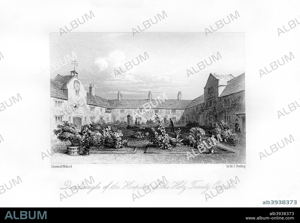 Hospital of the Holy Trinity, Croydon, 1840. View of the hospital which was founded by Archbishop Whitgift in 1595. The buildings, now known as the Almshouses, are still standing.