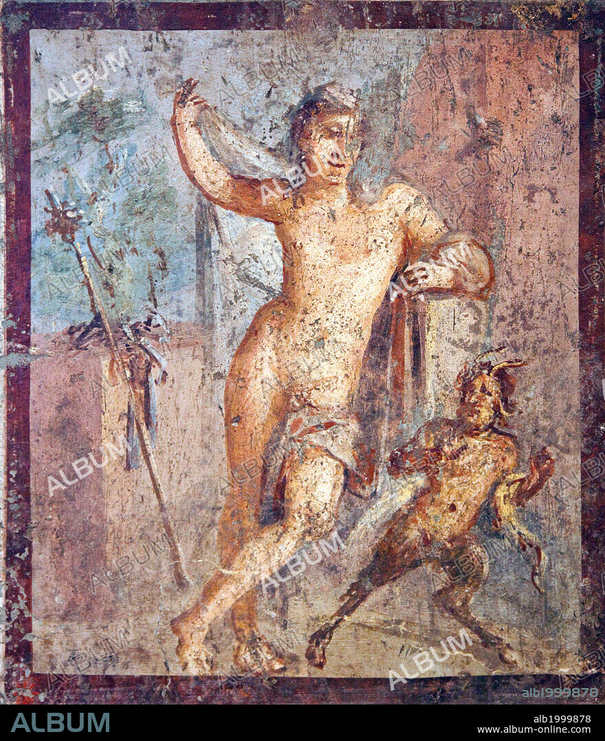 Italy, Naples, Naples Museum, from Pompeii, House of Meleager (VI 9, 2.13), Emafrodito and Panisco.