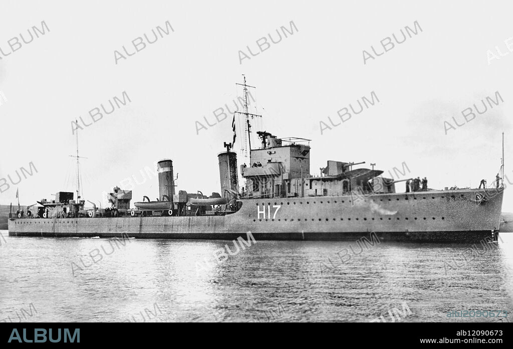 H.M.S. 'Escapade' - TYPE - Destroyer DISPLACEMENT - 1375 tons LAUNCHED - At Greenock in 1933 and completed in 1934 DIMENSIONS - feet - - 329 x 33.25 x 8.5 H.P. - 36000 SPEED - 35.5 kts ARMAMENTS - 4 - 4.7 inch, 7 smaller, 8 - 21 inch torpedo tubes COMPLEMENT - 145 ACTIONS - Not known HISTORY - Sold 26/11/46 and arrived for breaking up at Grangemouth 3/8/47 c1935.