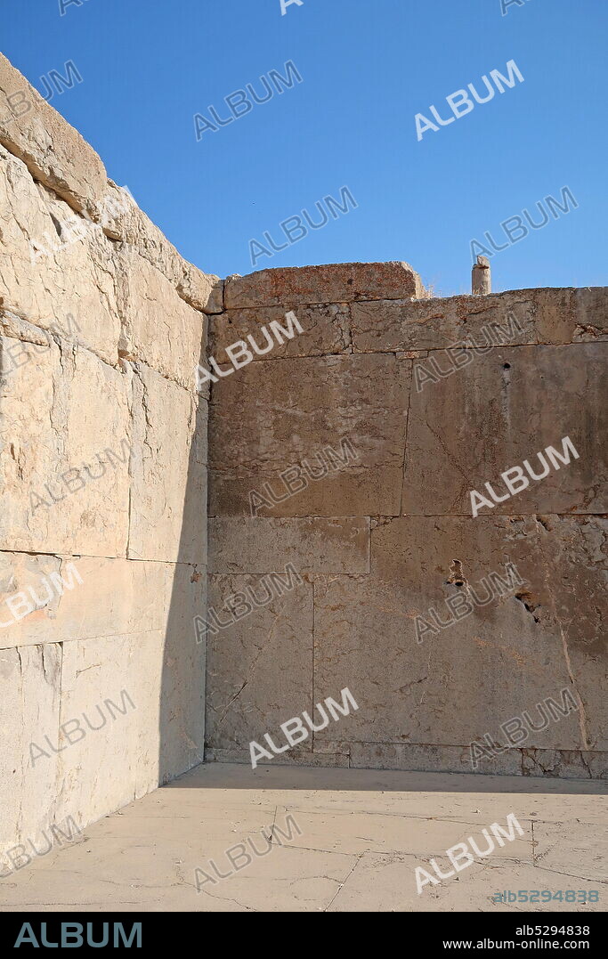 The Acropolis Terrace at Persepolis, the ceremonial capital of the Achaemenid Empire, in Persia, now Iran.